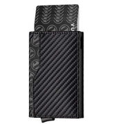 Credit Card Case With Double ID Window RFID Blocking Automatic Leather Up Wallet